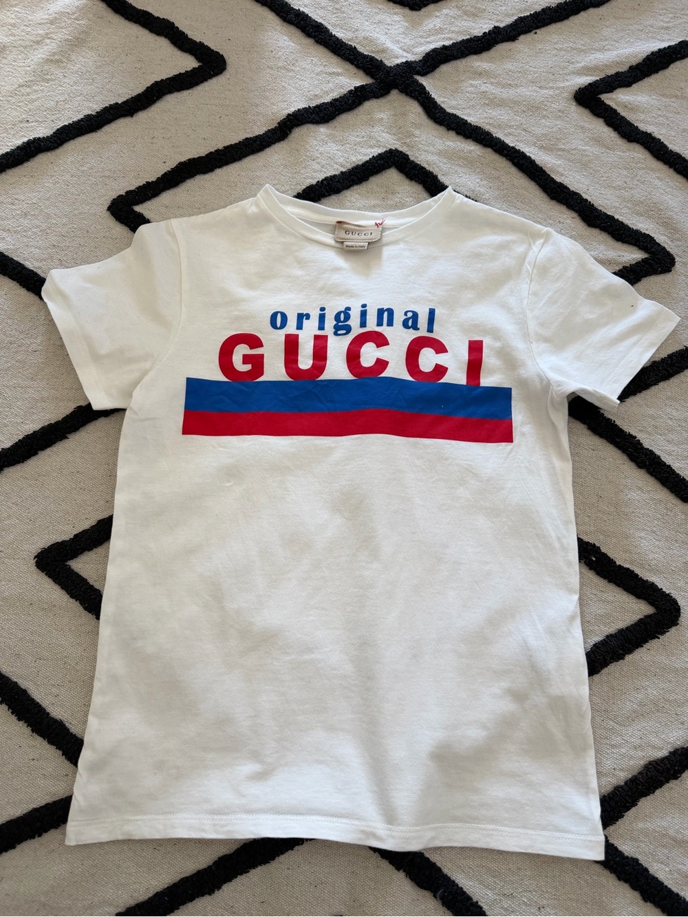 Gucci White Tee with Red & Blue 'Original Gucci' Logo
